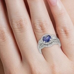 Dazzling Silver and Blue Stone Ring